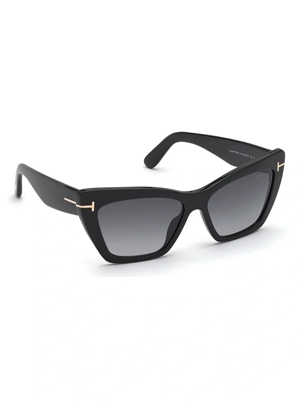 Tom Ford Wyatt Black Cat-Eye Sunglasses with Gradient Gray Lenses